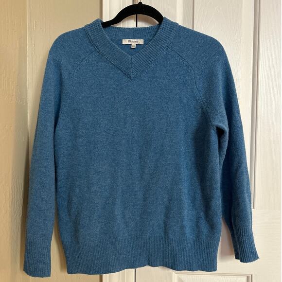 Madewell Blue 100% Merino Wool V-Neck Sweater XXS - Picture 3 of 7